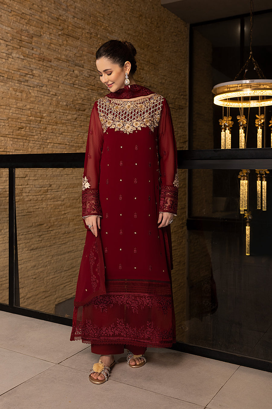 Azure | Embroidered Chiffon Collection | Mookaite - Ladies Clothes 