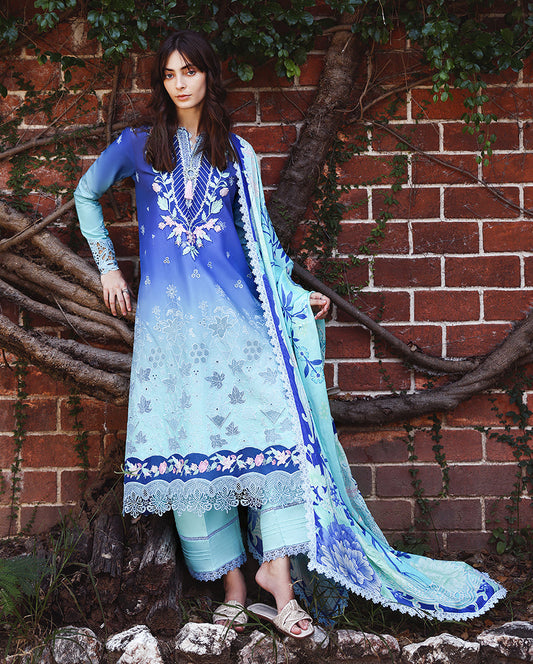 Mushq | Solace Ombre Chikankari | Moonlit Ease - Luxury Dress - available at Maria Faisal in UK and USA.