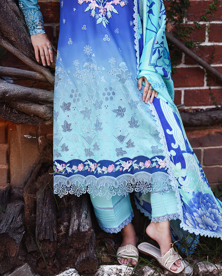 Mushq | Solace Ombre Chikankari | Moonlit Ease - Luxury Dress - available at Maria Faisal in UK and USA.