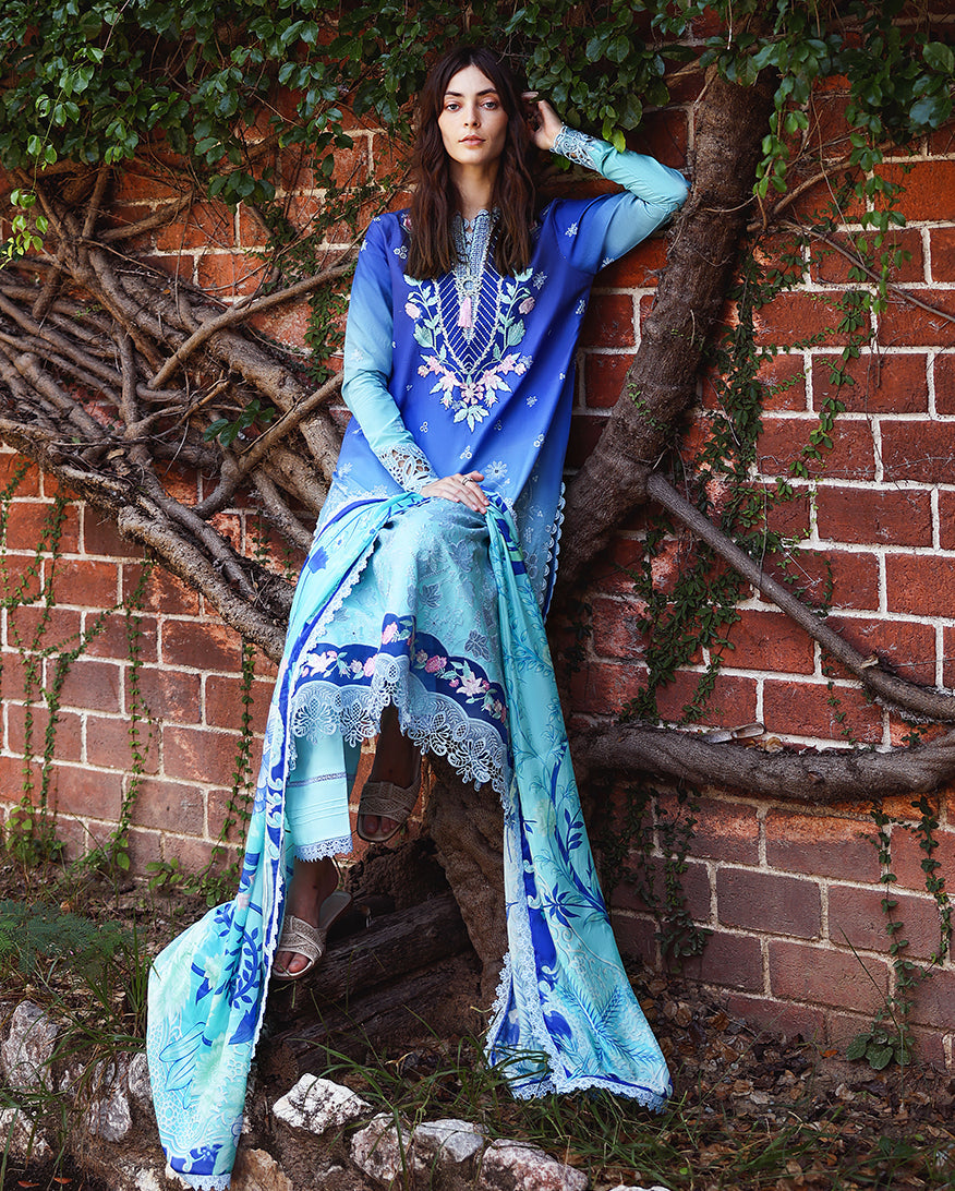 Mushq | Solace Ombre Chikankari | Moonlit Ease - Luxury Dress - available at Maria Faisal in UK and USA.