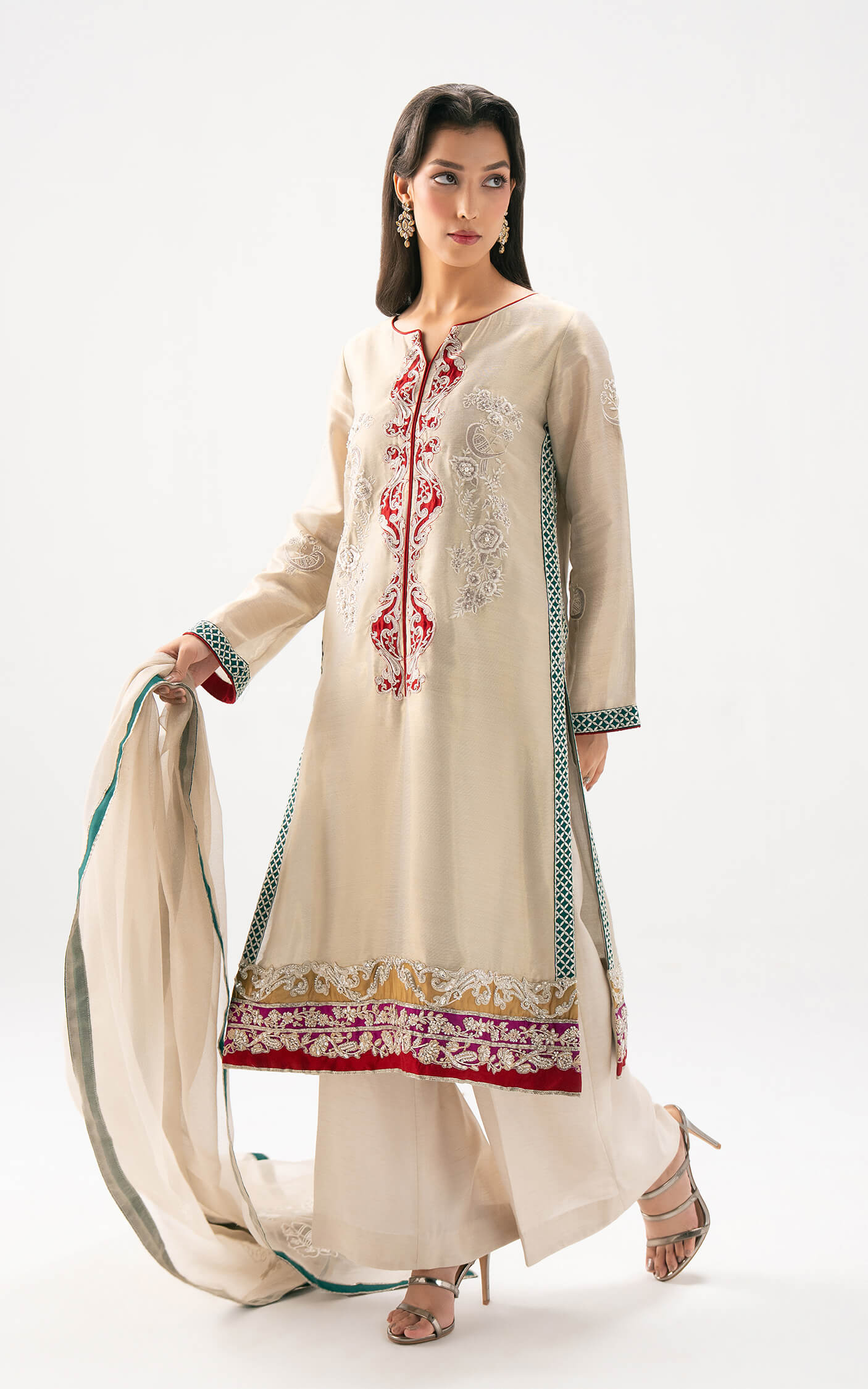 Asifa and Nabeel | Celevara Luxe | Moonlit Whisper - Luxury Dress - available at Maria Faisal in UK and USA.