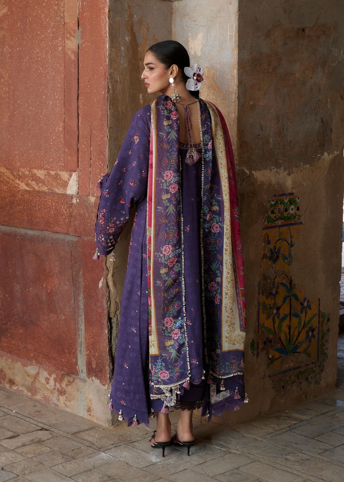 Hussain Rehar | Zan SS26 | Mor - Luxury Dress - available at Maria Faisal in UK and USA.