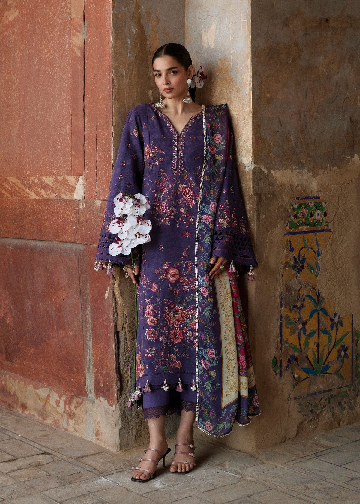 Hussain Rehar | Zan SS26 | Mor - Luxury Dress - available at Maria Faisal in UK and USA.