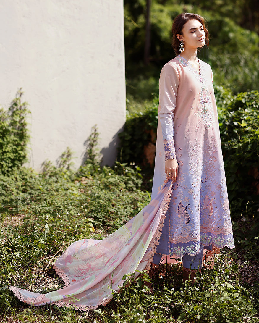Mushq | Solace Ombre Chikankari | Morning Veil - Luxury Dress - available at Maria Faisal in UK and USA.