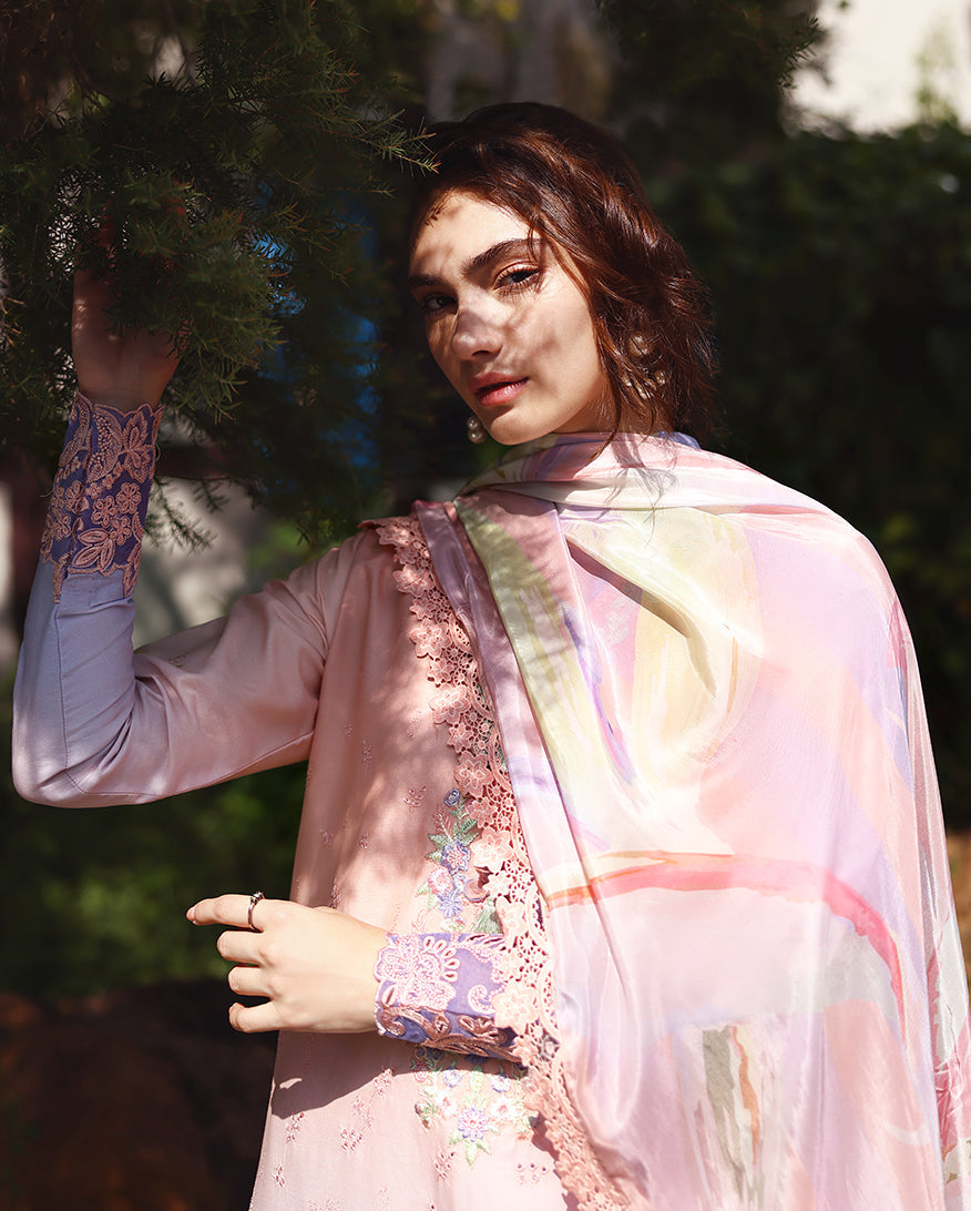 Mushq | Solace Ombre Chikankari | Morning Veil - Luxury Dress - available at Maria Faisal in UK and USA.