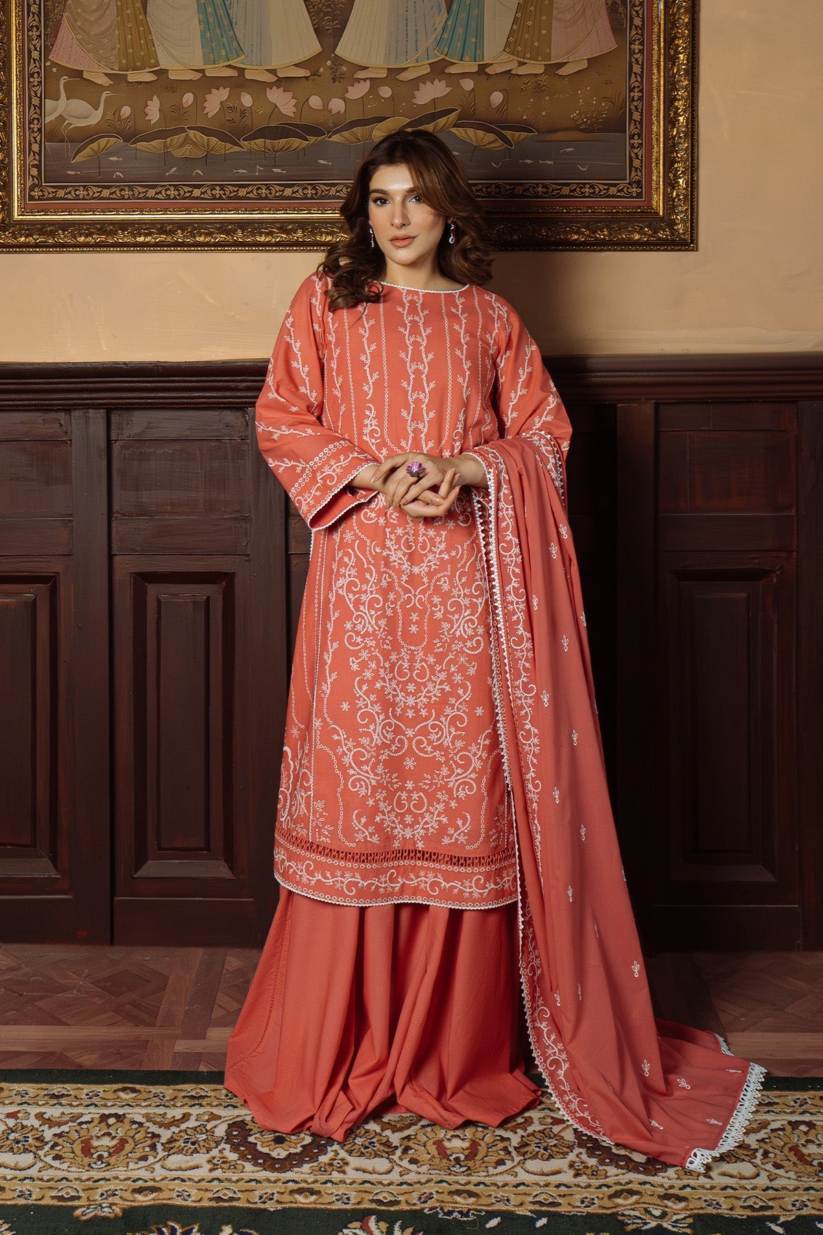 Sahar | Festive Edit Ready to Wear | Gilded Coral - RTW