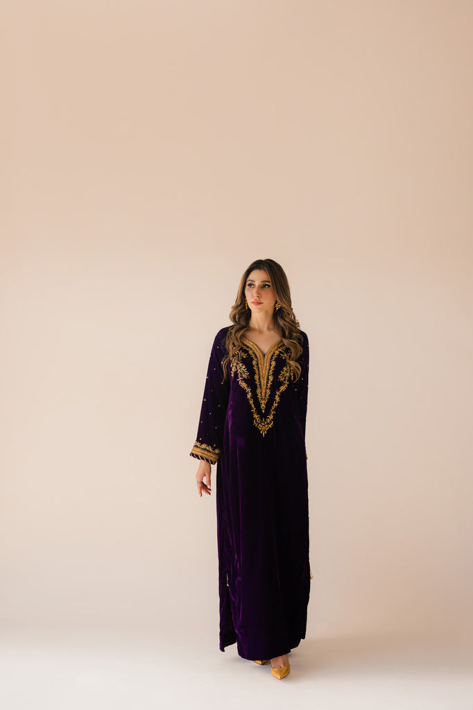 Sammy K | Velvet Festive Edit | Purple Velvet Maxi Outfit - Ladies Clothes - Maria Faisal