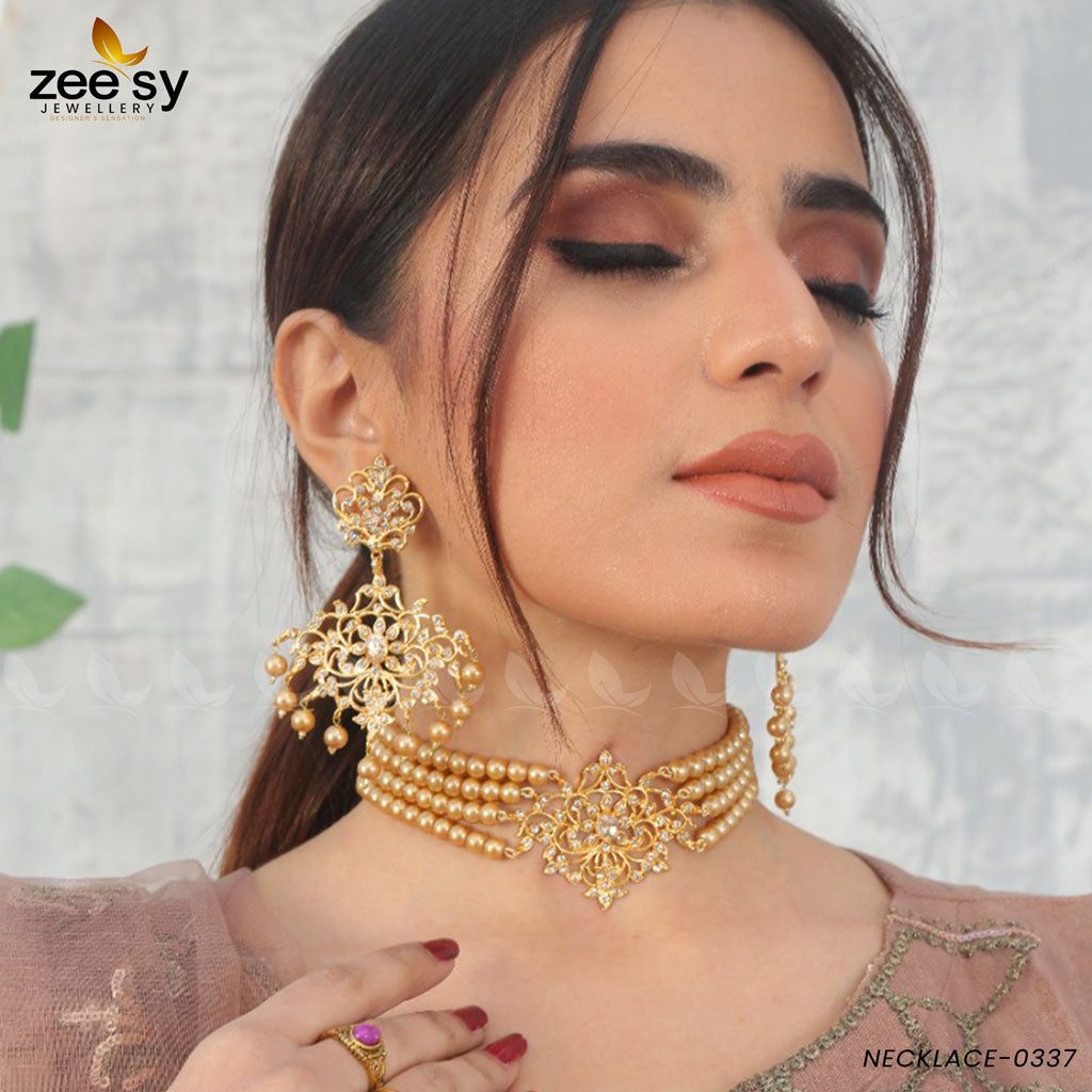 Sunflower Necklace-0337 - Necklace Sets - Maria Faisal