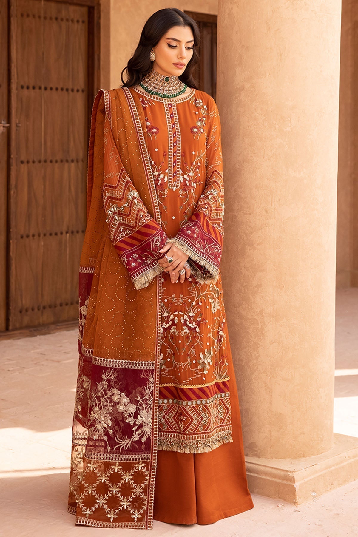Nureh | Embroidered Luxury Chiffon | NEL-22 - Ladies Clothes - Maria Faisal