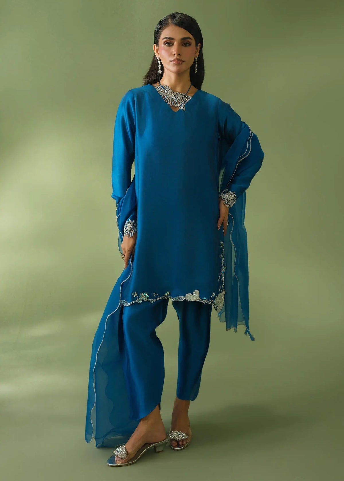 Jeem | Celestial Luxe Formals | RAYA BLUE - Formal Dress - available at Maria Faisal in UK and USA.