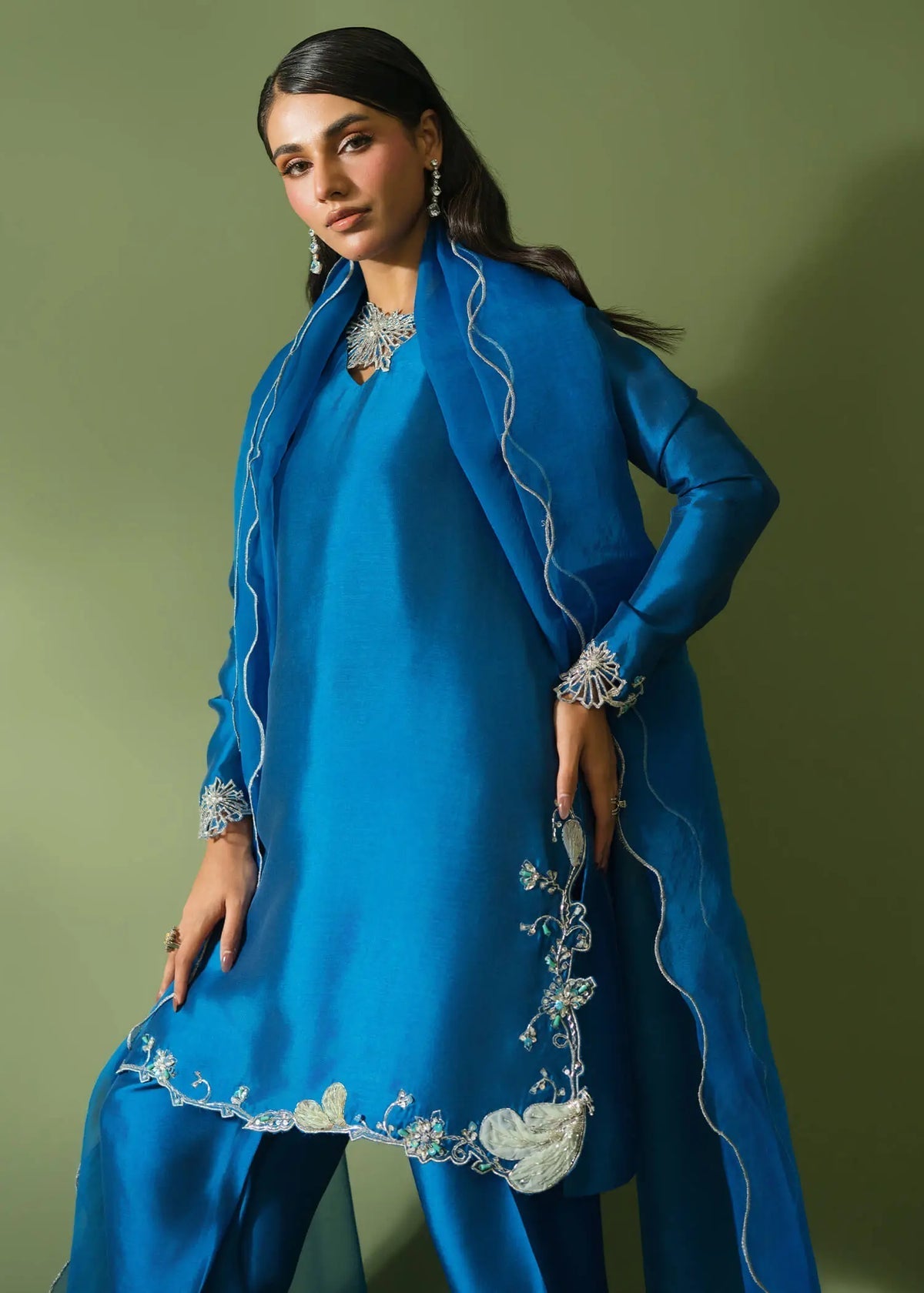 Jeem | Celestial Luxe Formals | RAYA BLUE - Formal Dress - available at Maria Faisal in UK and USA.