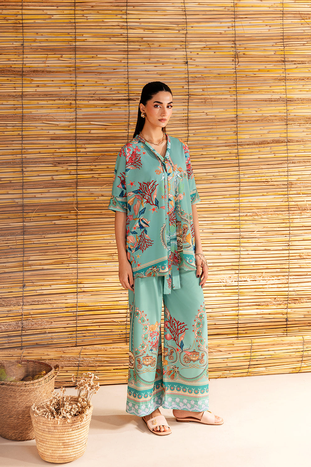 Saira Rizwan | Silk Coords 25 | COASTAL CHARM - SRSP-25-01 - Formal Wear - available at Maria Faisal in UK and USA