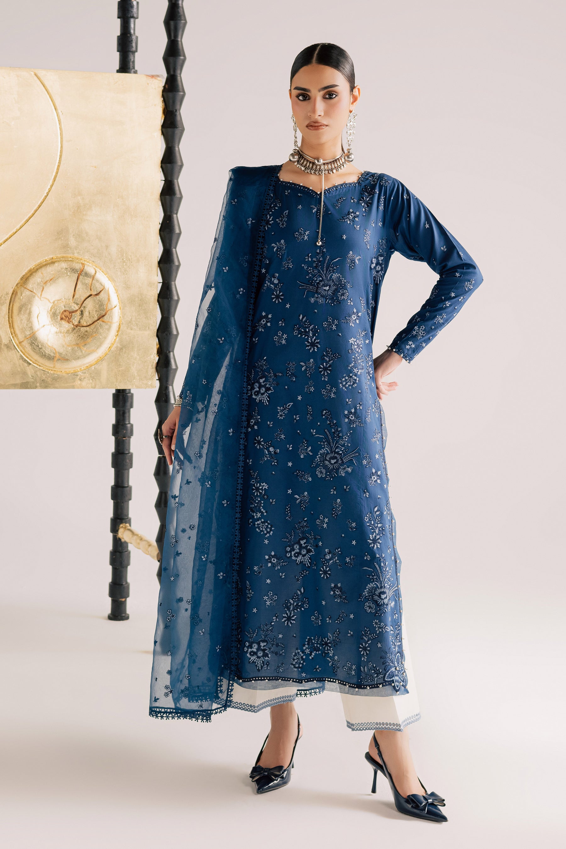 Batik | Festive Eid 26 | Naba - Luxury Dress - available at Maria Faisal in UK and USA.