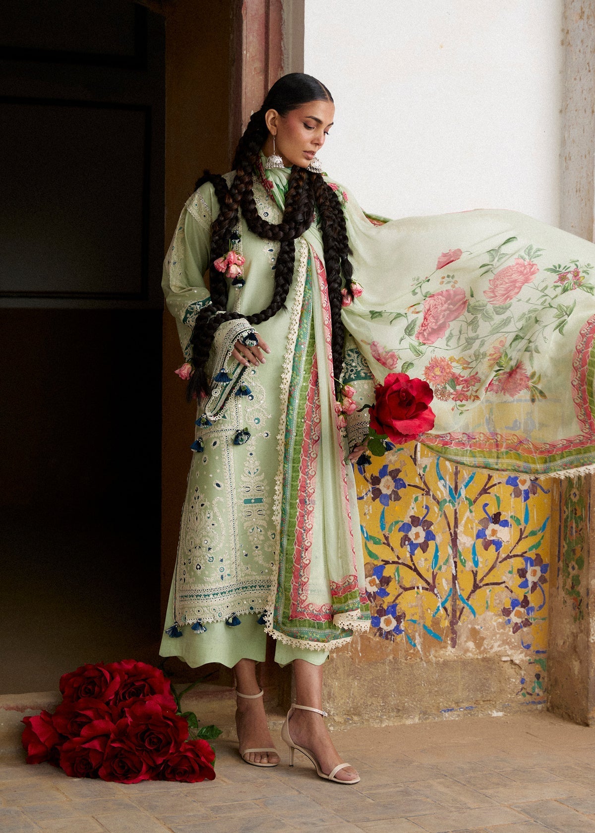 Hussain Rehar | Zan SS26 | Nane - Luxury Dress - available at Maria Faisal in UK and USA.