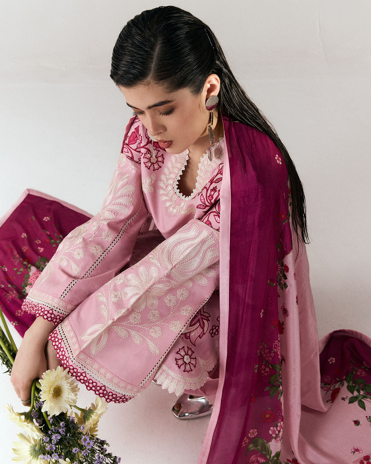 Jugnu | SS 26 Lawn | Nanya - Luxury Dress - available at Maria Faisal in UK and USA.