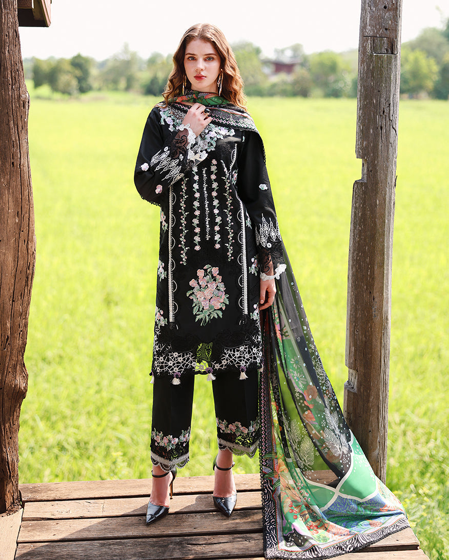 Mushq | The Secret Garden Lawn | Nightshade Bloom - Luxury Dress - available at Maria Faisal in UK and USA.