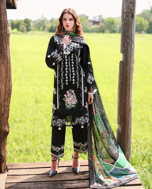 Mushq | The Secret Garden Lawn | Nightshade Bloom - Luxury Dress - available at Maria Faisal in UK and USA.