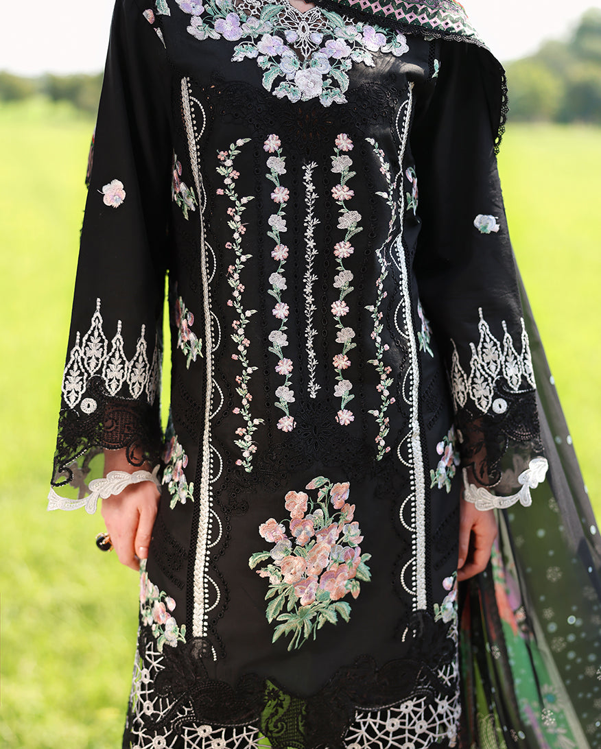 Mushq | The Secret Garden Lawn | Nightshade Bloom - Luxury Dress - available at Maria Faisal in UK and USA.