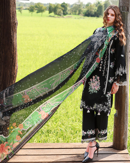 Mushq | The Secret Garden Lawn | Nightshade Bloom - Luxury Dress - available at Maria Faisal in UK and USA.