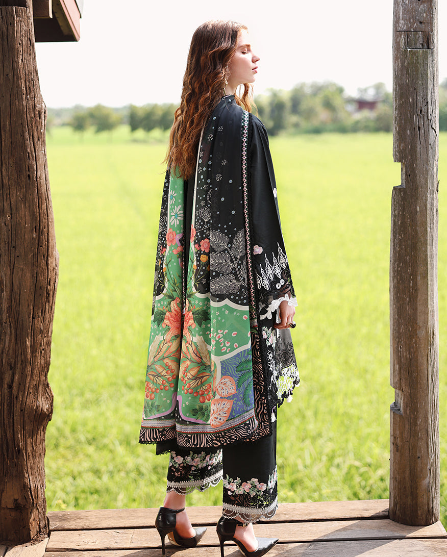 Mushq | The Secret Garden Lawn | Nightshade Bloom - Luxury Dress - available at Maria Faisal in UK and USA.