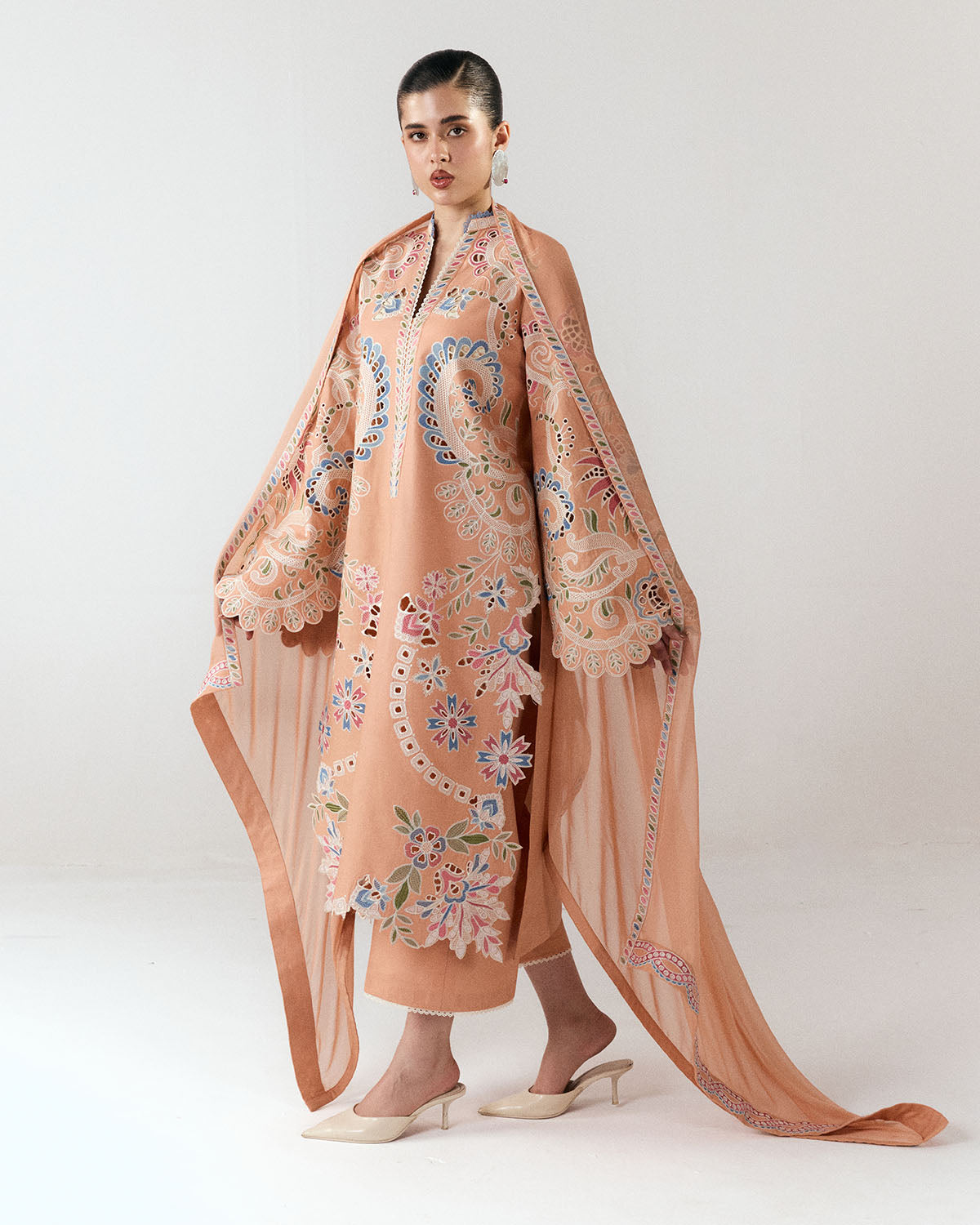 Jugnu | SS 26 Lawn | Nila - Luxury Dress - available at Maria Faisal in UK and USA.