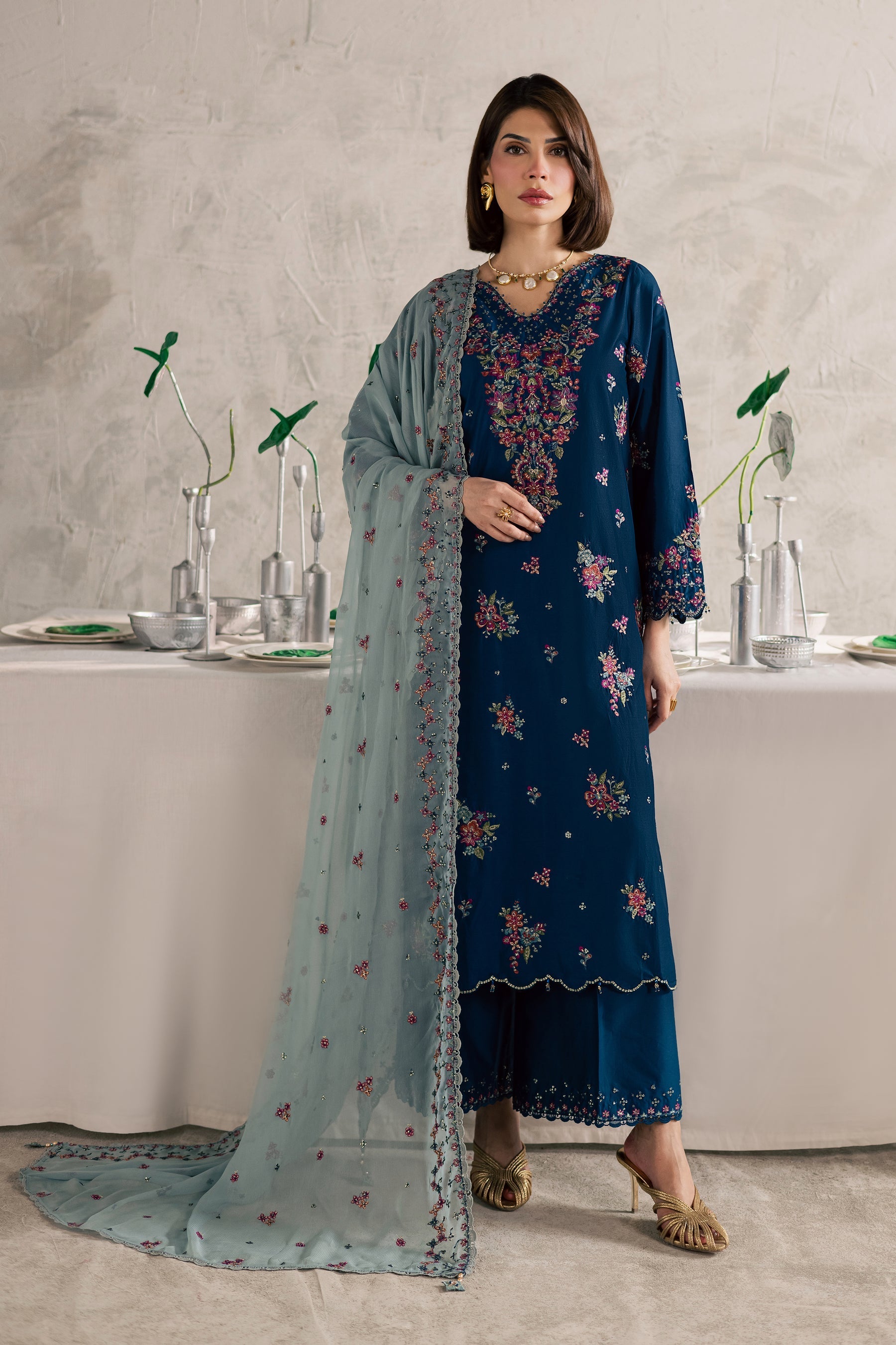 Batik | Festive Eid 26 | Nira - Luxury Dress - available at Maria Faisal in UK and USA.