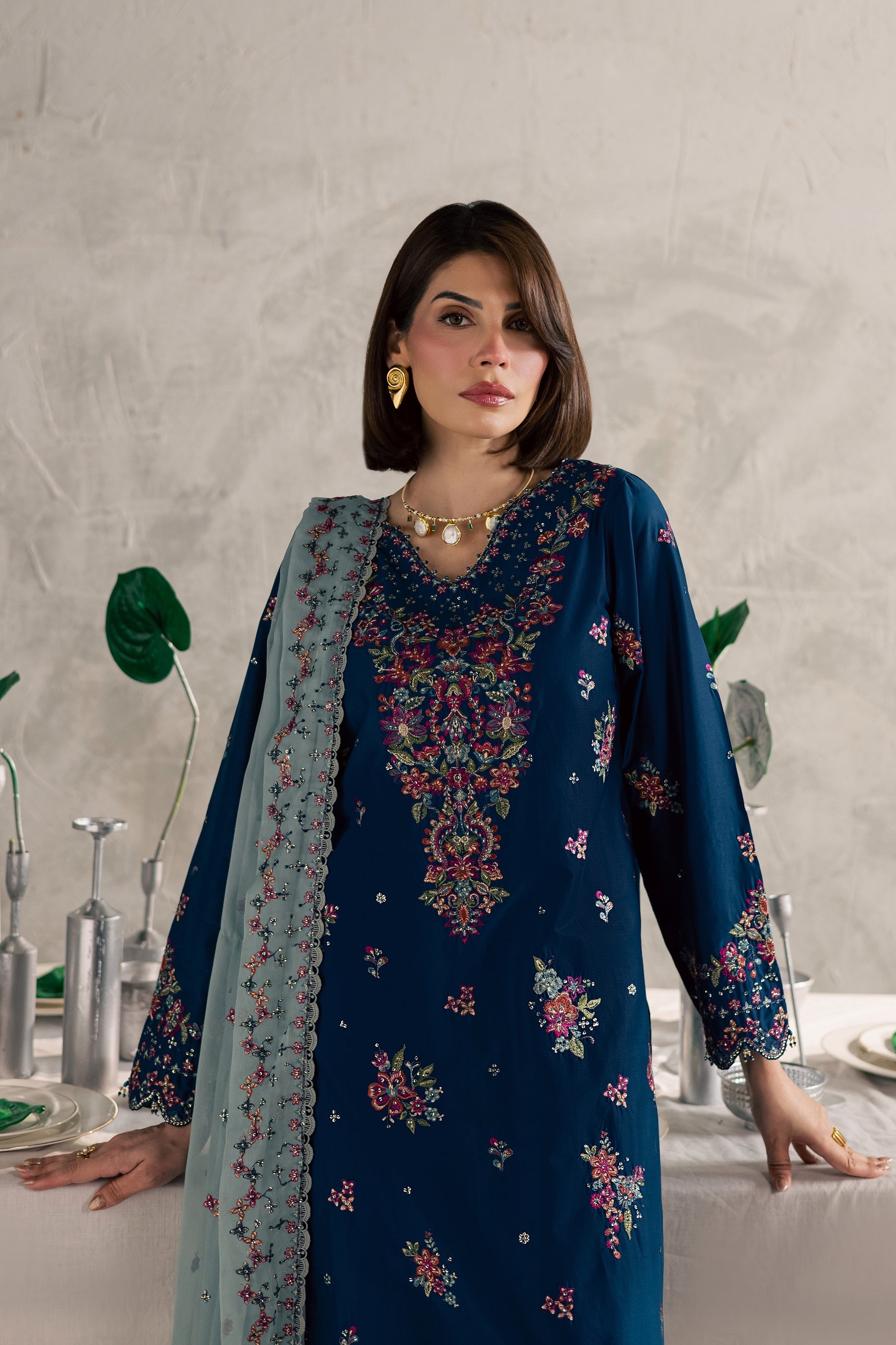 Batik | Festive Eid 26 | Nira - Luxury Dress - available at Maria Faisal in UK and USA.
