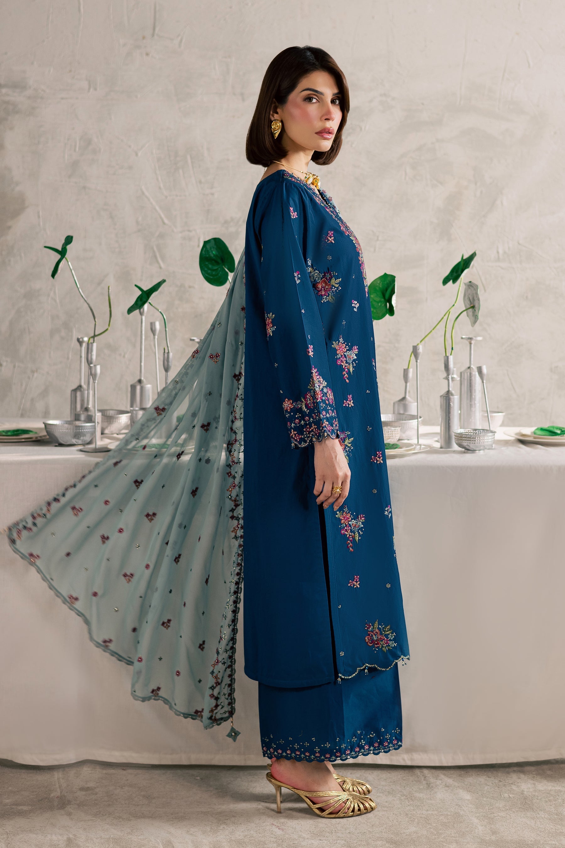 Batik | Festive Eid 26 | Nira - Luxury Dress - available at Maria Faisal in UK and USA.