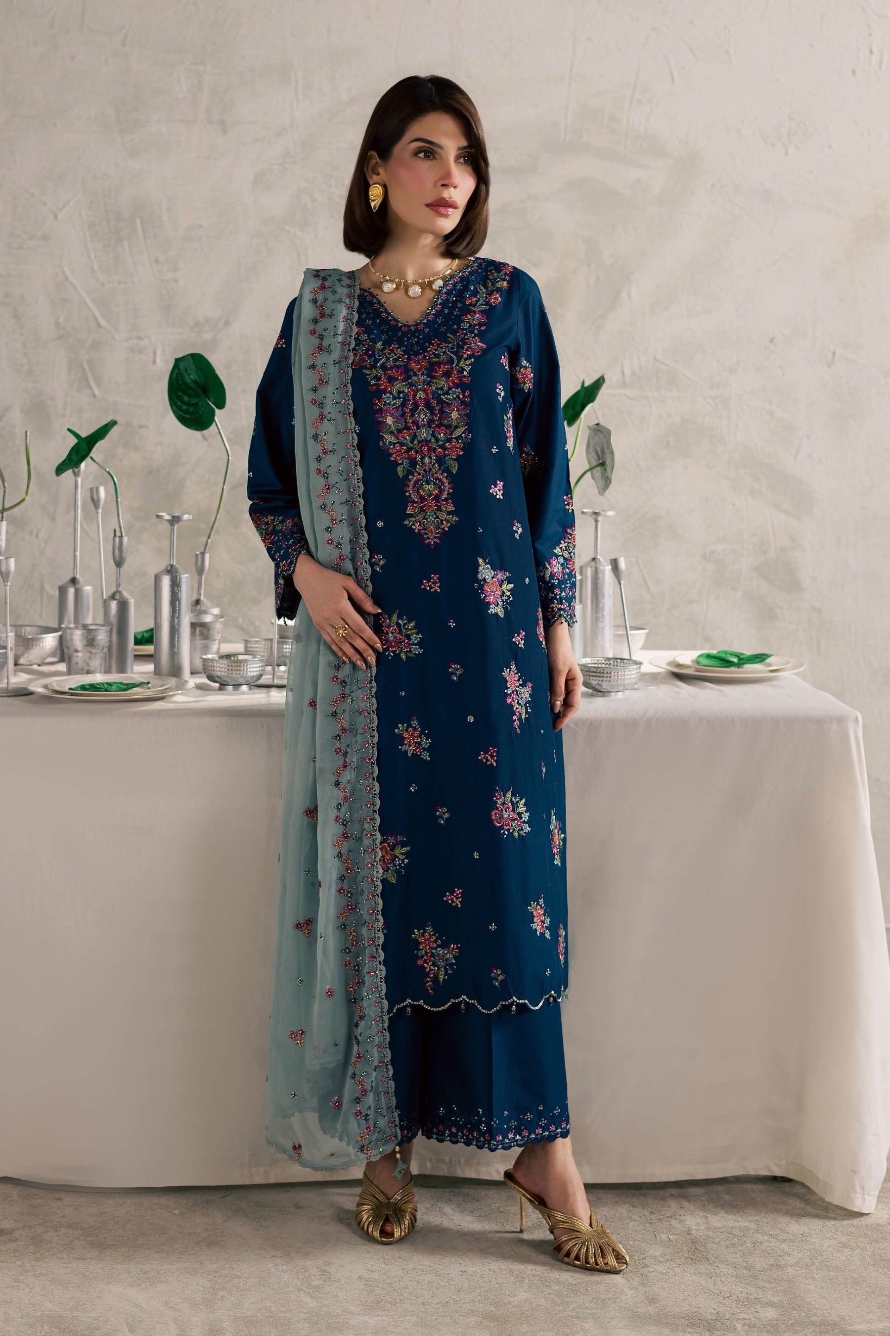 Batik | Festive Eid 26 | Nira - Luxury Dress - available at Maria Faisal in UK and USA.