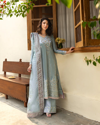 Mushq | Sunehri Lama Silk | Nissa - Formal Dress - available at Maria Faisal in UK and USA.