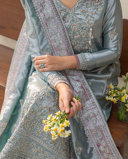 Mushq | Sunehri Lama Silk | Nissa - Formal Dress - available at Maria Faisal in UK and USA.