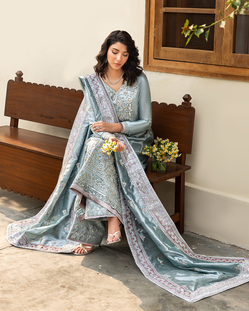 Mushq | Sunehri Lama Silk | Nissa - Formal Dress - available at Maria Faisal in UK and USA.