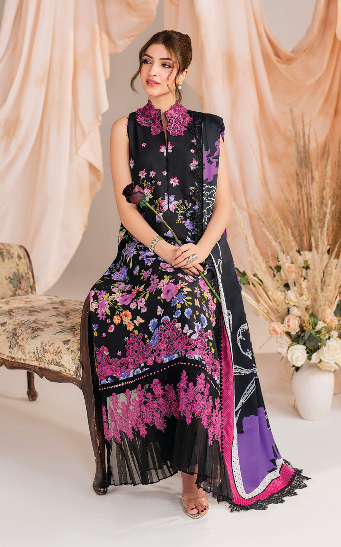 Asifa and Nabeel | Winter Meraki 24 | Nocturne-MW-10 - Designer Dress with Intricate embroidery and embellishments. Shop elegent wedding dress at Maria Faisal.