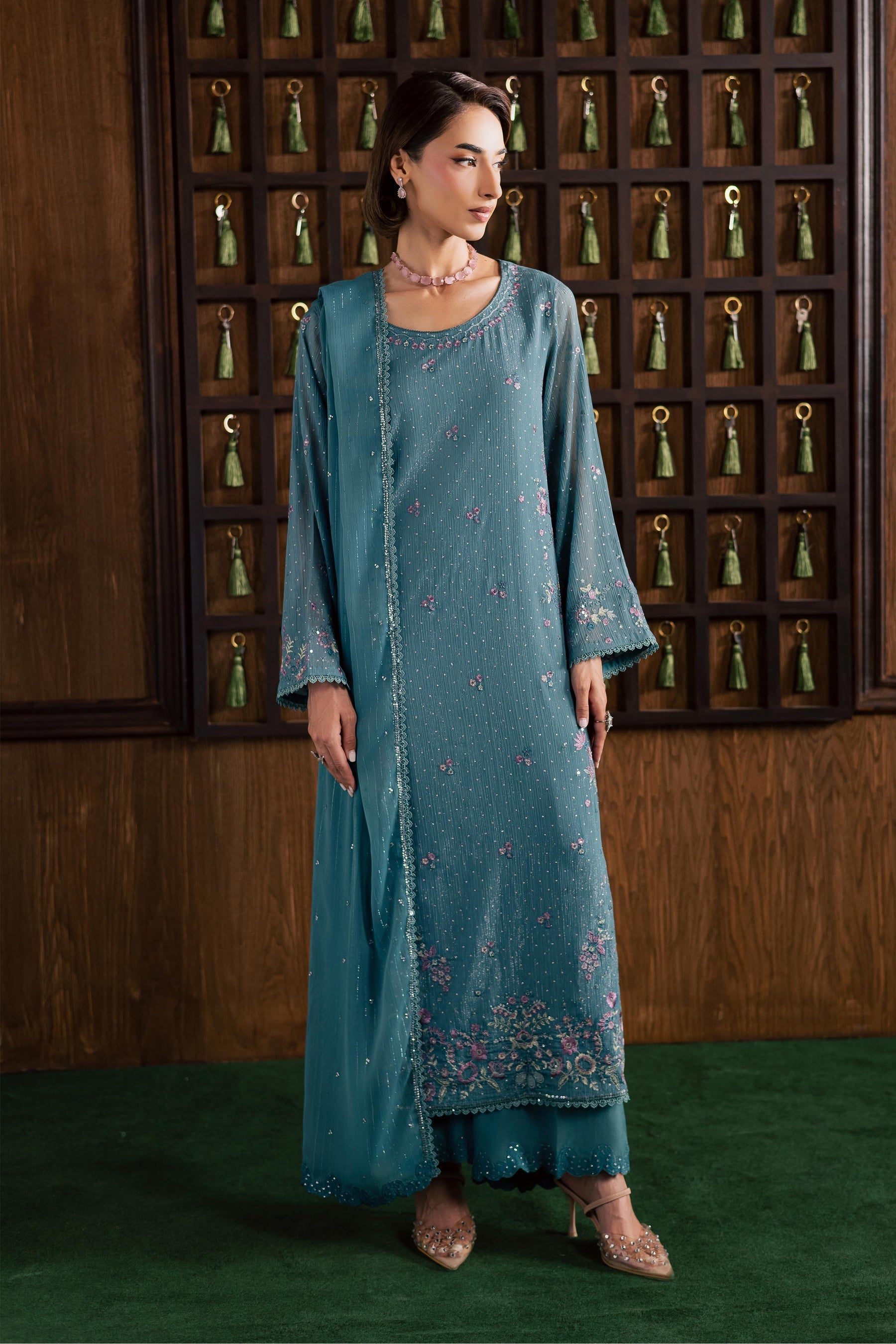 Batik | Festive Eid 26 | Noore - Luxury Dress - available at Maria Faisal in UK and USA.