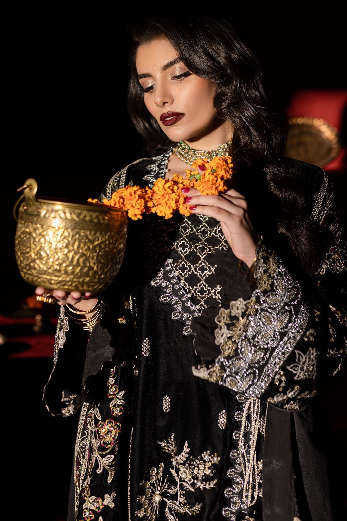 Nureh | Maya Velvet |  NW-92 - Designer Dress with Intricate embroidery and embellishments. Shop elegent wedding dress at Maria Faisal.