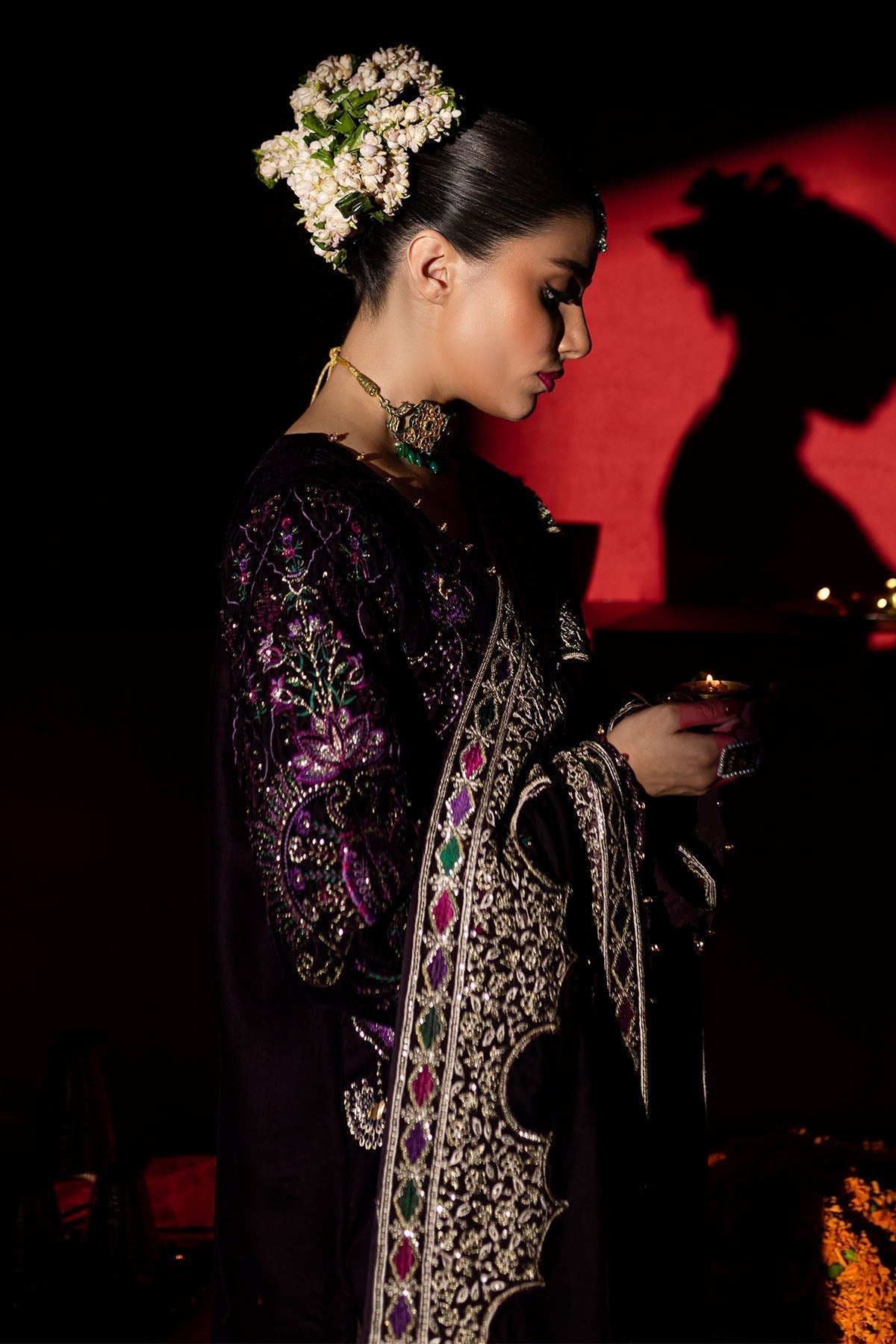 Nureh | Maya Velvet |  NW-91 - Designer Dress with Intricate embroidery and embellishments. Shop elegent wedding dress at Maria Faisal.