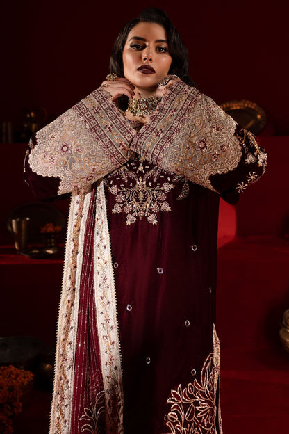 Nureh | Maya Velvet |  NW-89 - Designer Dress with Intricate embroidery and embellishments. Shop elegent wedding dress at Maria Faisal.