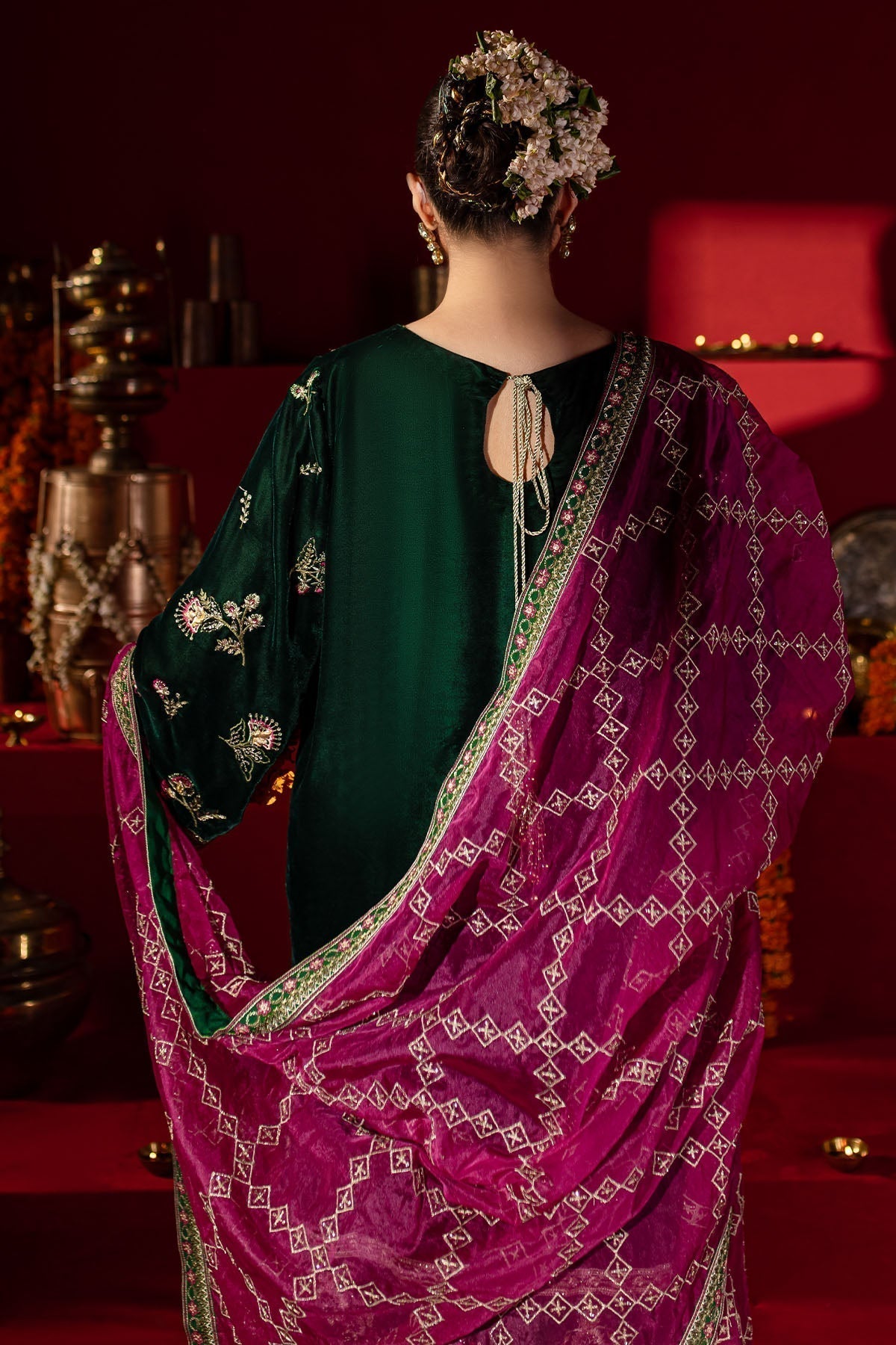 Nureh | Maya Velvet |  NW-88 - Designer Dress with Intricate embroidery and embellishments. Shop elegent wedding dress at Maria Faisal.