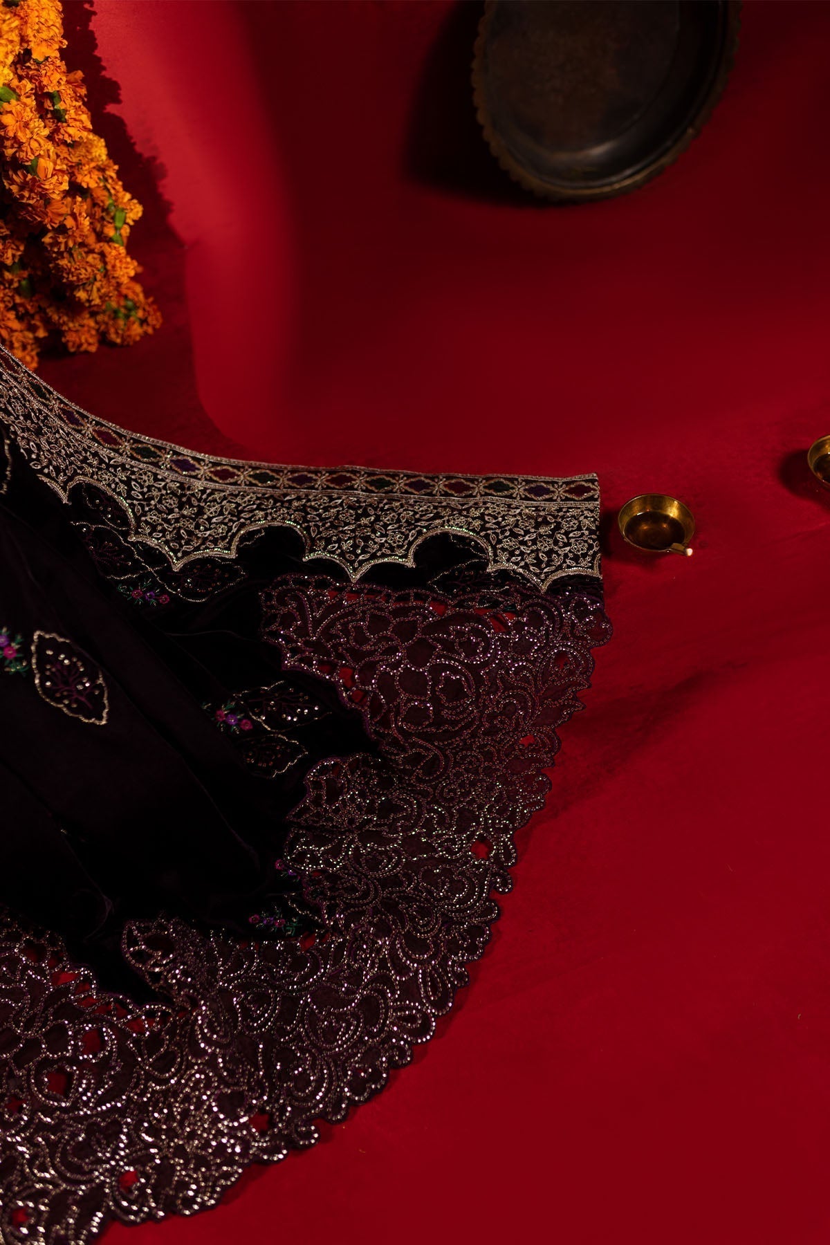 Nureh | Maya Velvet |  NW-91 - Designer Dress with Intricate embroidery and embellishments. Shop elegent wedding dress at Maria Faisal.