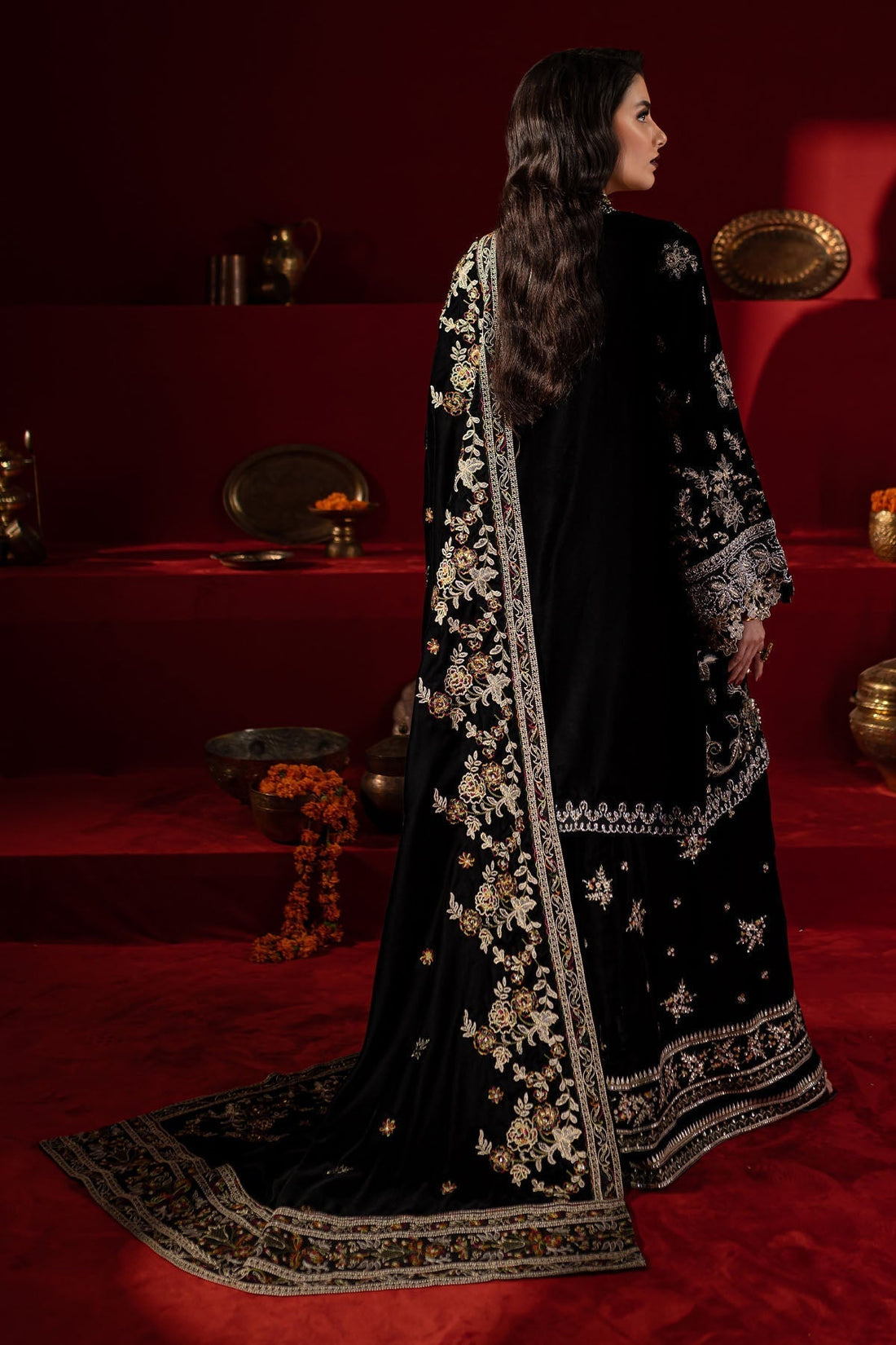 Nureh | Maya Velvet |  NW-92 - Designer Dress with Intricate embroidery and embellishments. Shop elegent wedding dress at Maria Faisal.