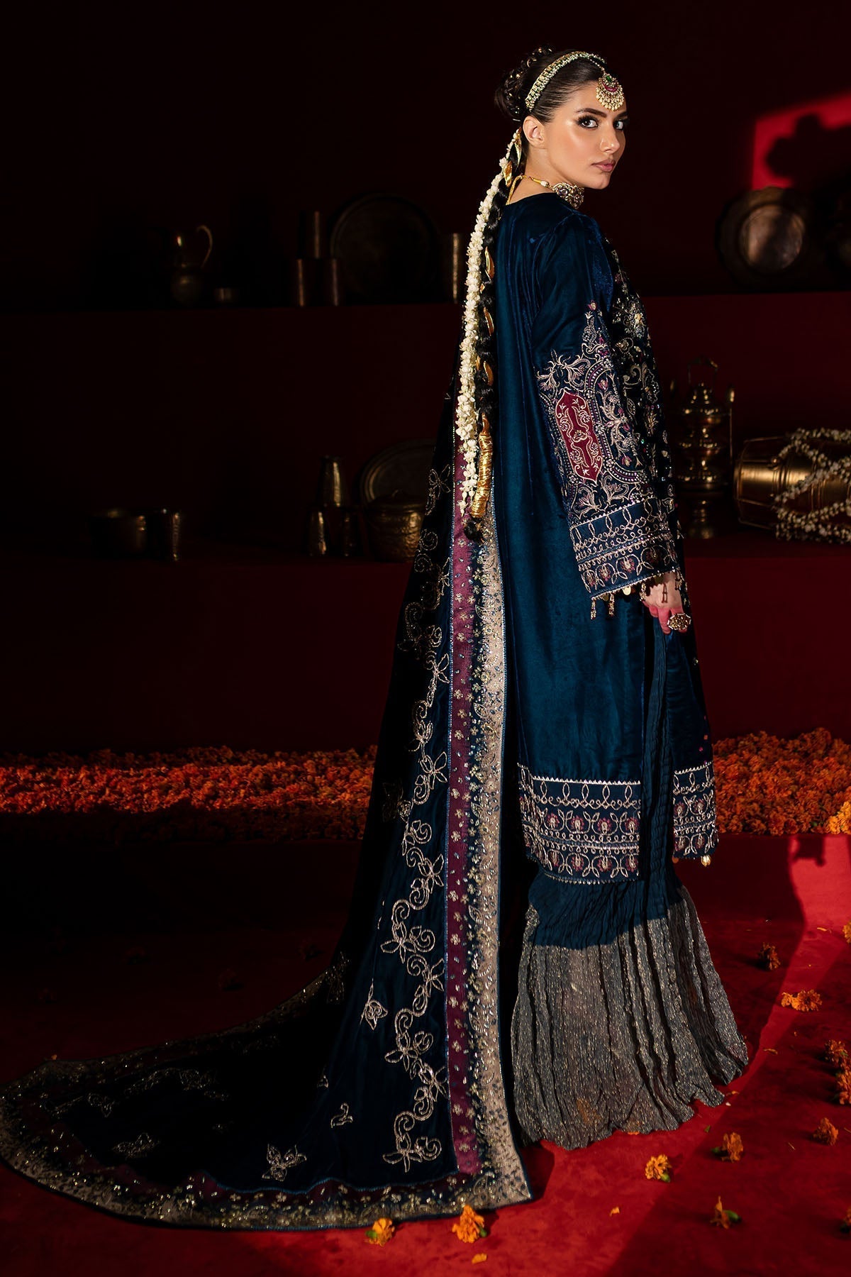 Nureh | Maya Velvet |  NW-90 - Designer Dress with Intricate embroidery and embellishments. Shop elegent wedding dress at Maria Faisal.