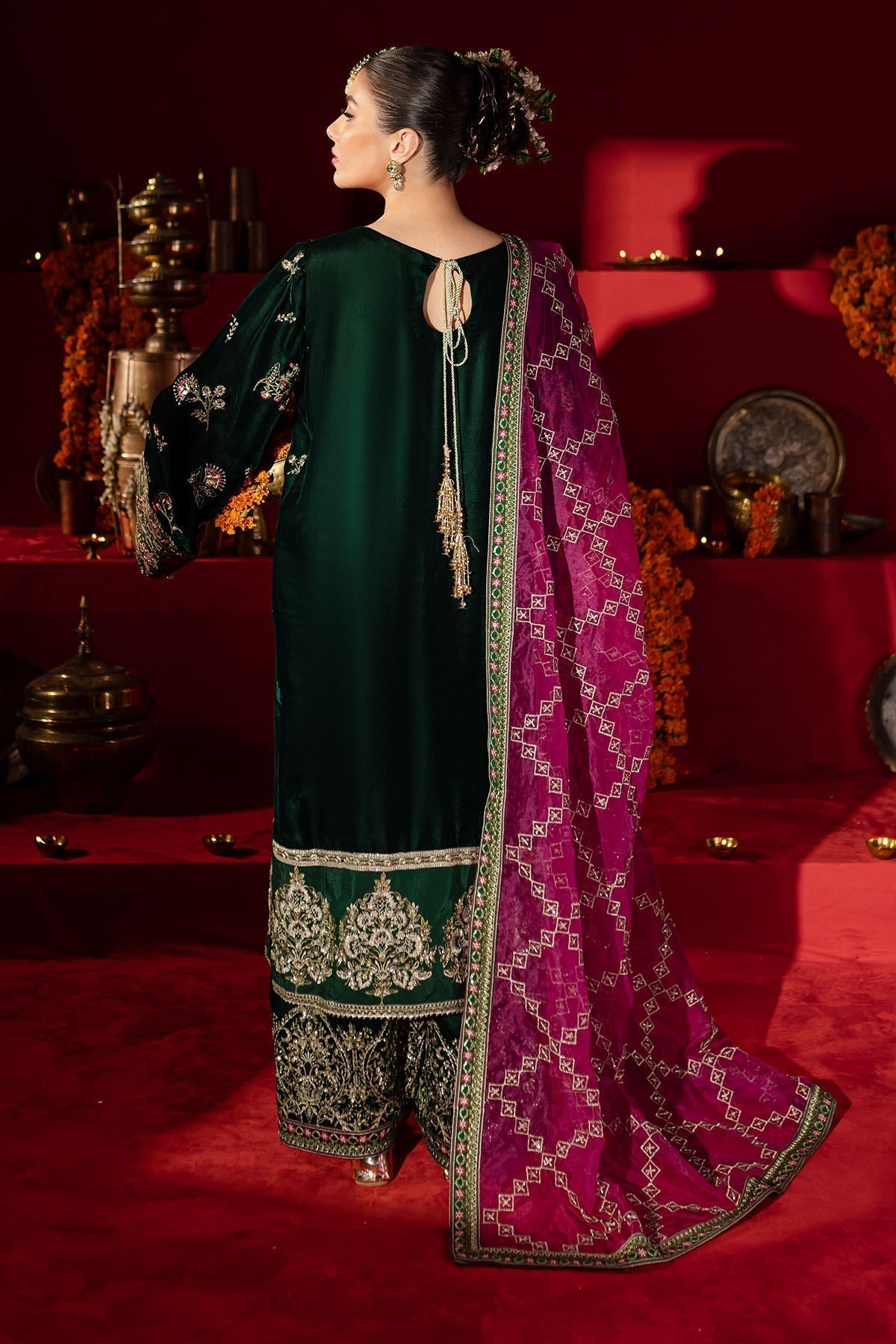 Nureh | Maya Velvet |  NW-88 - Designer Dress with Intricate embroidery and embellishments. Shop elegent wedding dress at Maria Faisal.