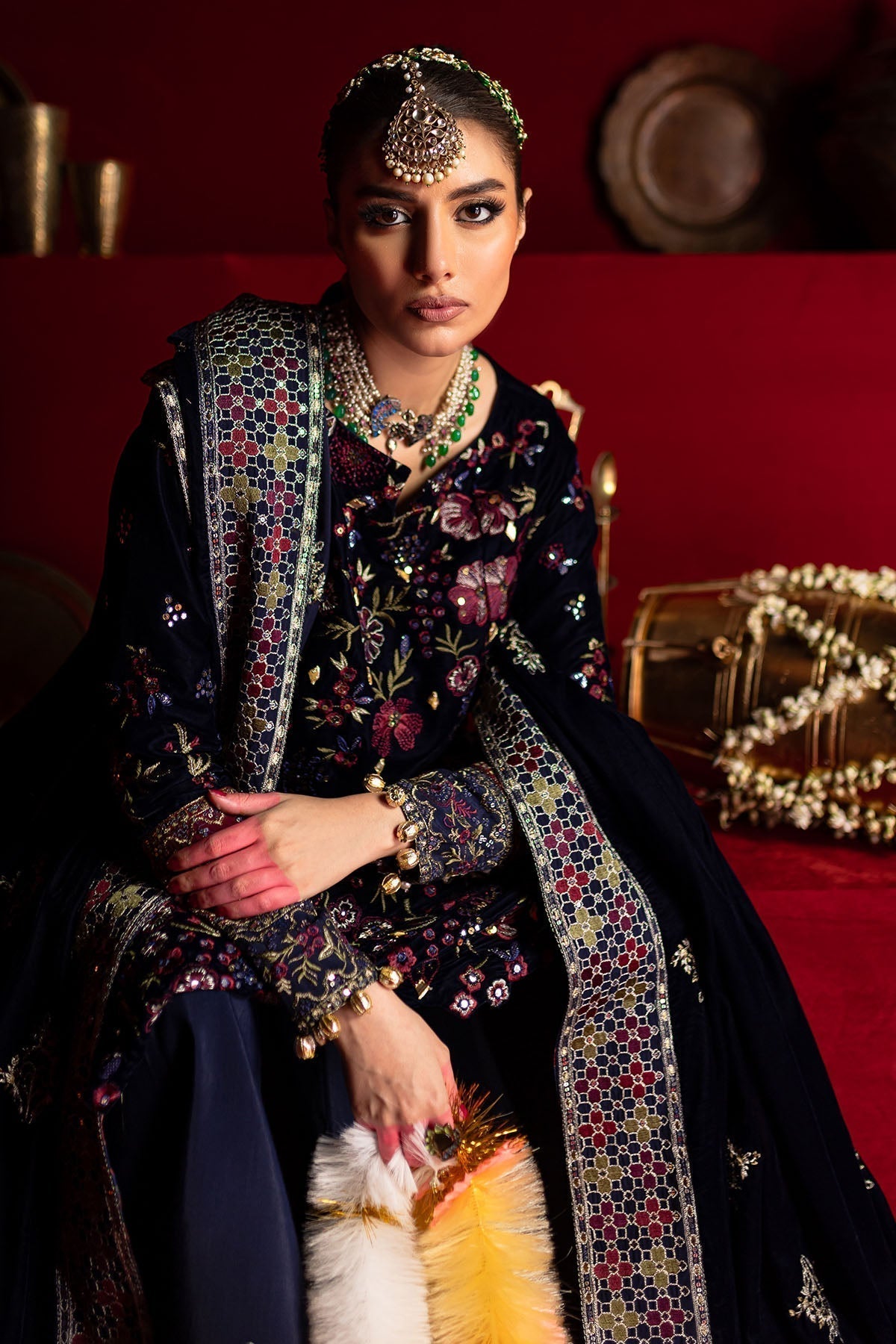 Nureh | Maya Velvet |  NW-93 - Designer Dress with Intricate embroidery and embellishments. Shop elegent wedding dress at Maria Faisal.