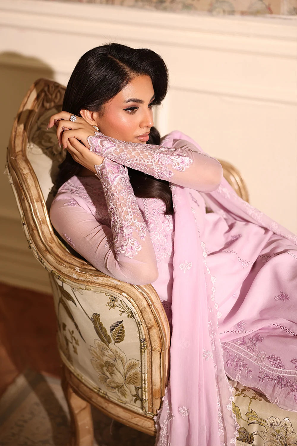 Azure | Ensembles | Orchid Whisper - Casual Dress - available at Maria Faisal in UK and USA.