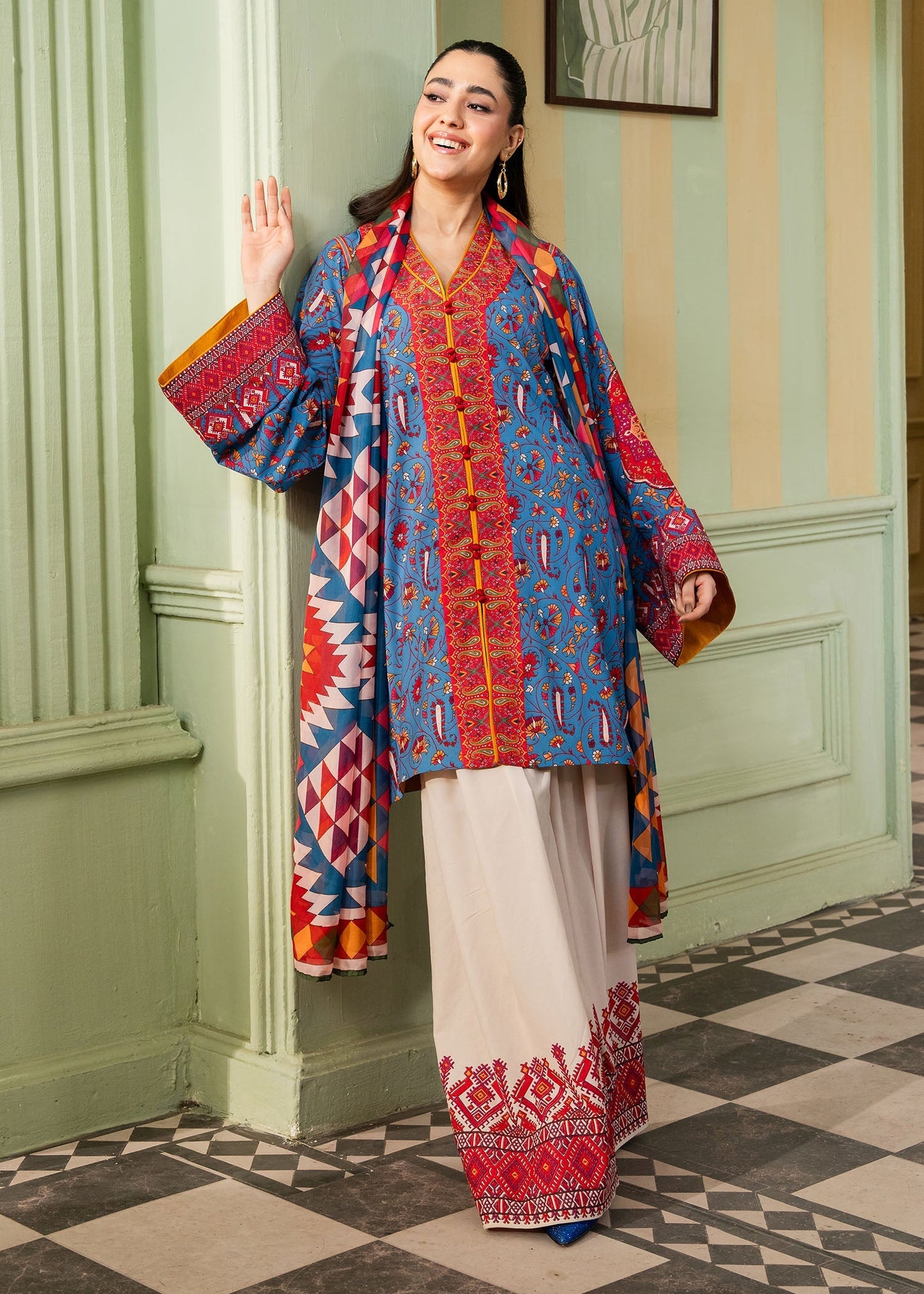Maria Osama Khan | Retro 26 | Celeste - Luxury Dress - available at Maria Faisal in UK and USA.
