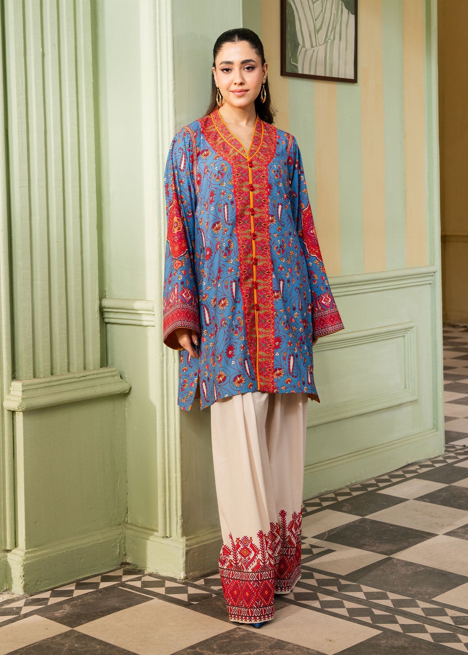 Maria Osama Khan | Retro 26 | Celeste - Luxury Dress - available at Maria Faisal in UK and USA.