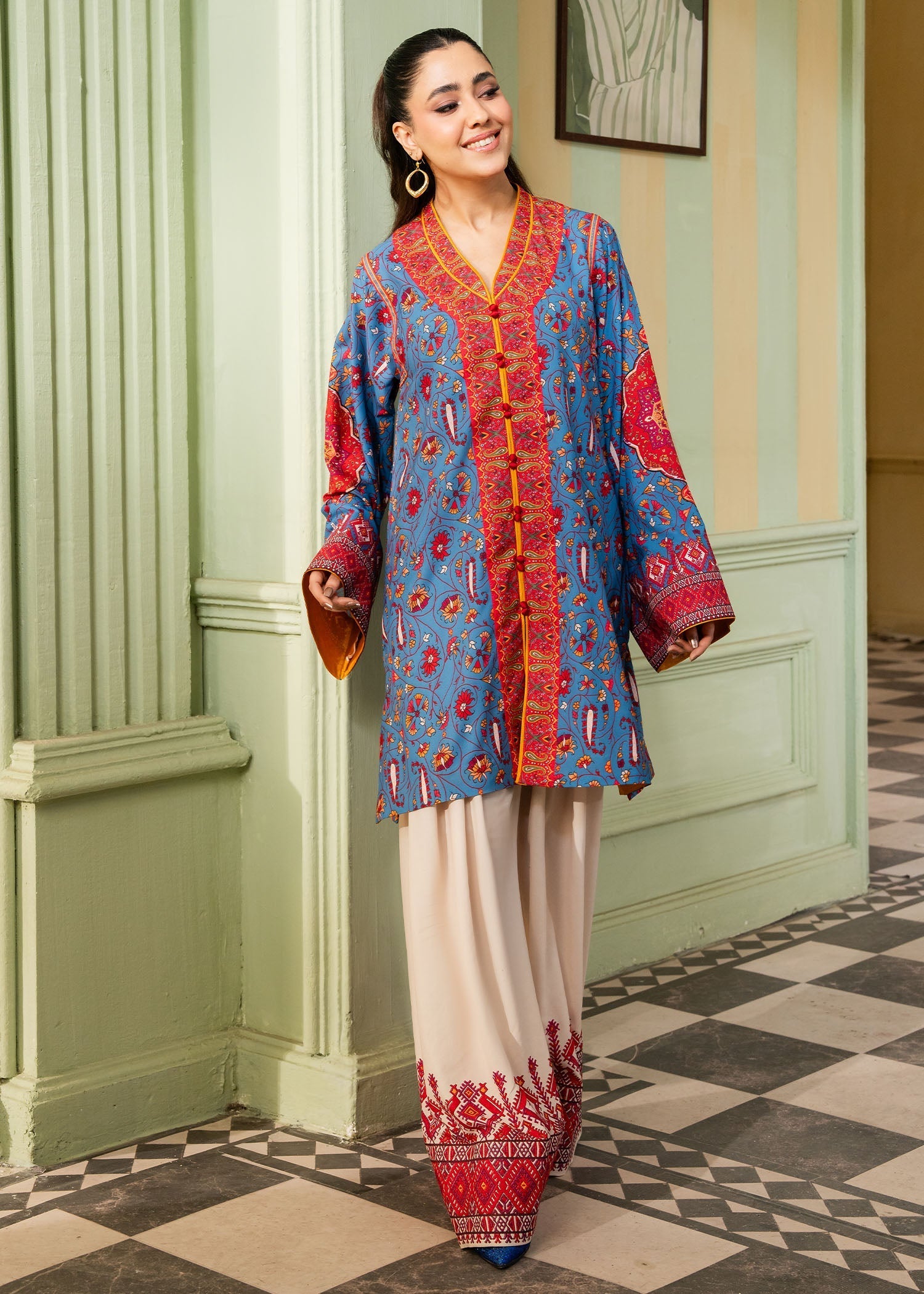 Maria Osama Khan | Retro 26 | Celeste - Luxury Dress - available at Maria Faisal in UK and USA.
