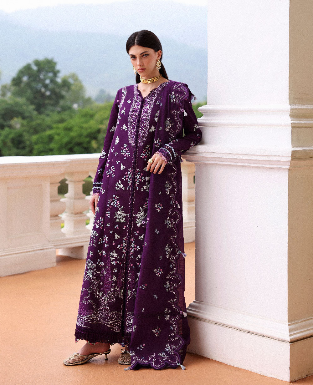 Republic Womenswear | Lilas Lawn 26 | Olyra - Luxury Dress - available at Maria Faisal in UK and USA.