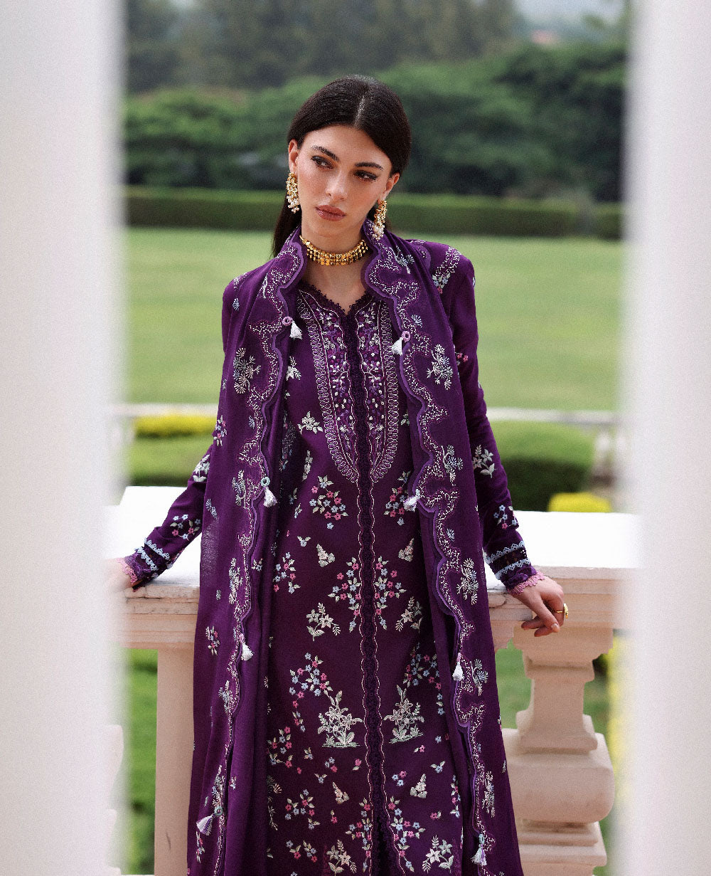 Republic Womenswear | Lilas Lawn 26 | Olyra - Luxury Dress - available at Maria Faisal in UK and USA.