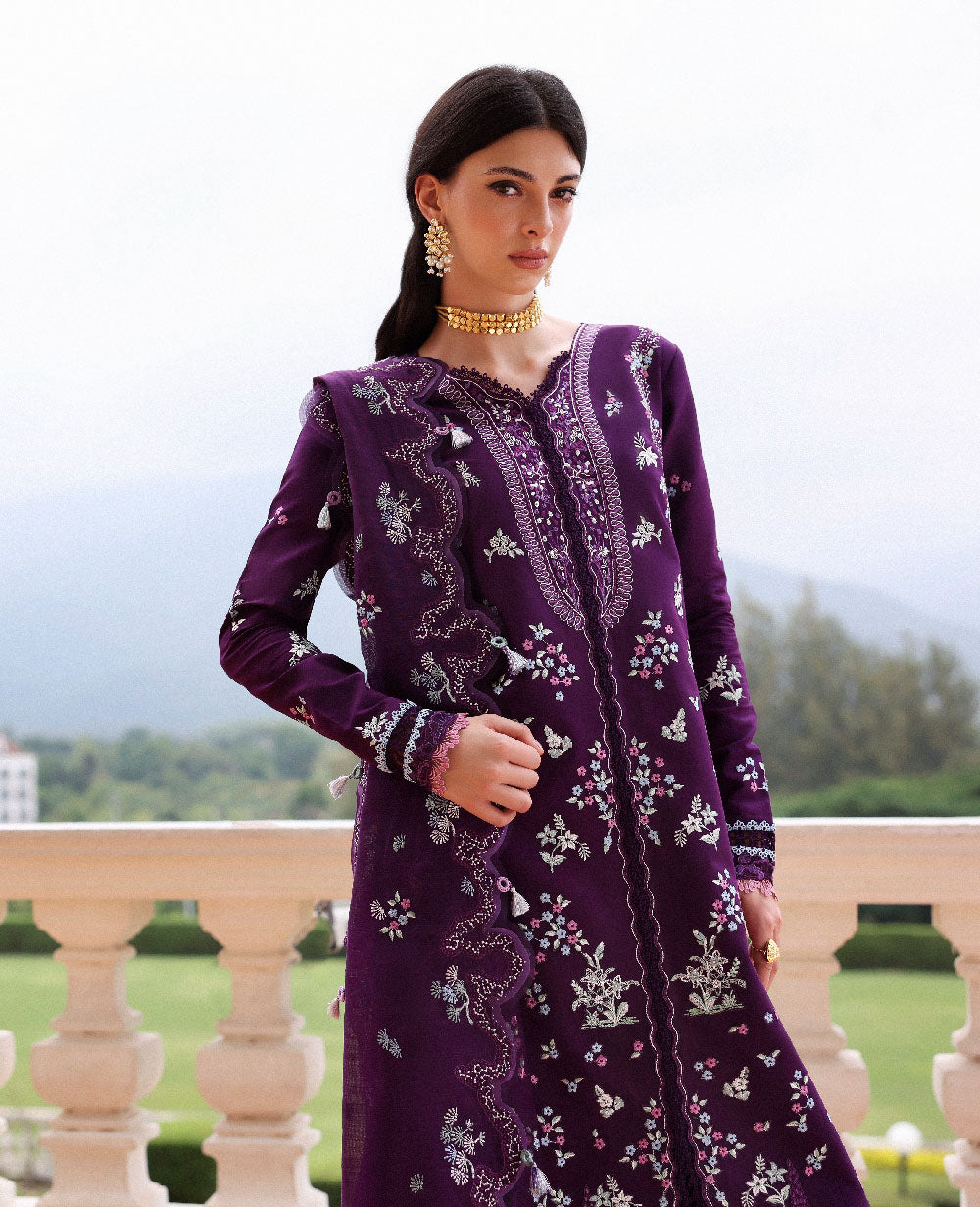 Republic Womenswear | Lilas Lawn 26 | Olyra - Luxury Dress - available at Maria Faisal in UK and USA.